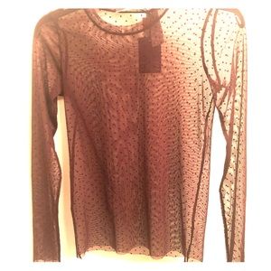 Sheer burgundy polka dot mesh top